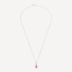 9ct White Gold Pear Ruby & Diamond Top Pendant