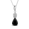 9ct White Gold Pear Sapphire & Diamond Top Pendant