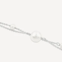 9ct White Gold Pearl & Beads Two Strand Bracelet