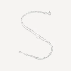 9ct White Gold Pearl & Beads Two Strand Bracelet