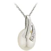 9ct White Gold Pearl and Diamond Pendant