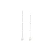 9ct White Gold Pearl Station Chain Drop Earrings