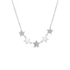 9ct White Gold Polished & Cubic Zirconia Stars Hammock Necklet