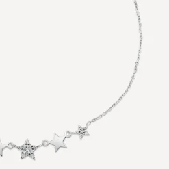 9ct White Gold Polished & Cubic Zirconia Stars Bracelet