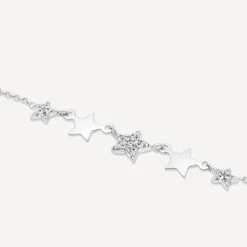 9ct White Gold Polished & Cubic Zirconia Stars Bracelet
