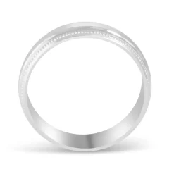 9ct White Gold Polished and diamond-cut with beaded edge 6mm Gents Wedding ring