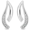 9ct White Gold Polished 0.30ct Diamond Set Two Strand Open Stud Earrings