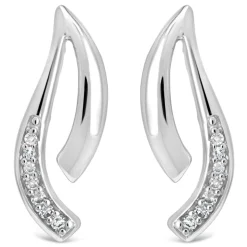 9ct White Gold Polished 0.30ct Diamond Set Two Strand Open Stud Earrings