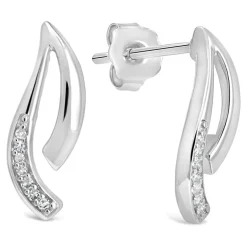 9ct White Gold Polished 0.30ct Diamond Set Two Strand Open Stud Earrings