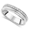 18ct White Gold Polished Line .14 Carat Diamond Edge Wedding Band