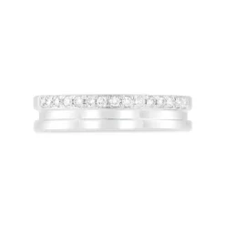18ct White Gold Polished Line .14 Carat Diamond Edge Wedding Band