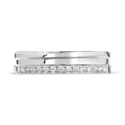 18ct White Gold Polished Line .14 Carat Diamond Edge Wedding Band