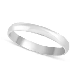 9ct white Gold Polished 3mm D Shape Wedding Ring