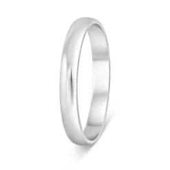 9ct white Gold Polished 3mm D Shape Wedding Ring