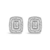 9ct White Gold Rectangular 0.10ct Diamond Set Halo Stud Earrings