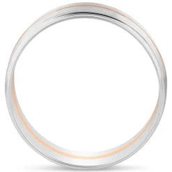 9ct White Gold Rose Detail Mens 6mm Wedding Band