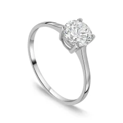 9ct White Gold Round Brilliant Cubic Zirconia Promise Ring