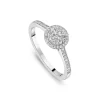 18ct White Gold Round 0.32ct Halo Diamond Shoulders Ring