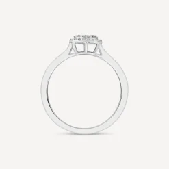 18ct White Gold Round 0.32ct Halo Diamond Shoulders Ring