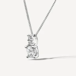 9ct White Gold Round Cubic Zirconia Top Pendant