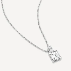 9ct White Gold Round Cubic Zirconia Top Pendant