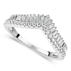 9ct White Gold 2-Row 0.25ct Diamond Wishbone Ladies' Ring