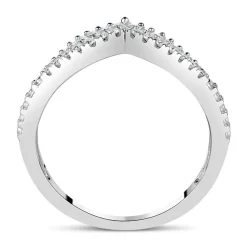 9ct White Gold 2-Row 0.25ct Diamond Wishbone Ladies' Ring