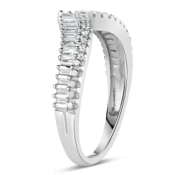 9ct White Gold 2-Row 0.25ct Diamond Wishbone Ladies' Ring