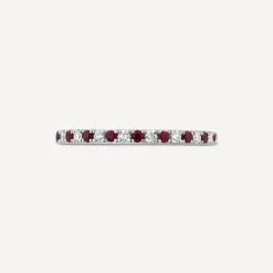 9ct White Gold Ruby & 0.09ct Diamond Claw Set Eternity Ring