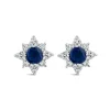 9ct White Gold Sapphire Centre 0.25ct Diamond Cluster Stud Earrings