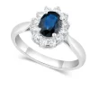 18ct White Gold Sapphire 1ct and Diamond 0.34ct Cluster Ring