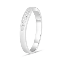 18ct White Gold Shaped Diamond 2.5mm Wedding Band