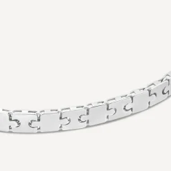 9ct White Gold Shiny Narrow Jigsaw Bracelet