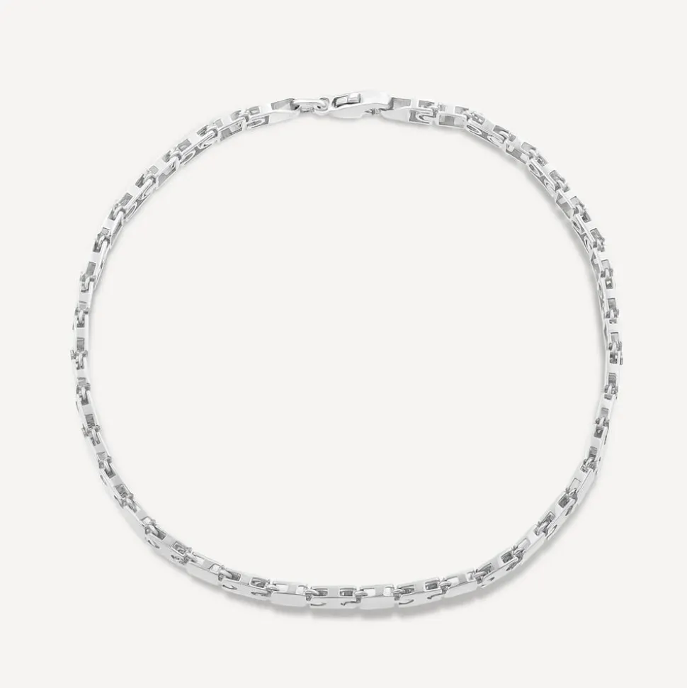 9ct White Gold Shiny Narrow Jigsaw Bracelet