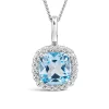 9ct White Gold Sky Blue Topaz Cushion Pendant