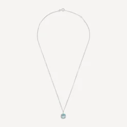 9ct White Gold Sky Blue Topaz Cushion Pendant