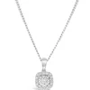 9ct White Gold Square 0.16ct Diamond Illusion Halo Pendant