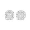 9ct White Gold Square 0.16ct Diamond Set Illusion Halo Stud Earrings