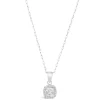 9ct White Gold Square Cubic Zirconia Halo Pendant (Chain Included)