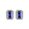 9ct White Gold Tanzanite Diamond Rectangular Stud Earrings
