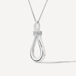 9ct White Gold Top Open Diamond Pear Pendant