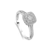 18ct White Gold Tulip Setting Diamond Square Halo Stone Shoulders 0.50 Carat Diamond Ring