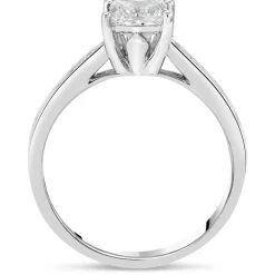 18ct White Gold Tulip Setting Princess Cut Solid With 1 Carat Diamond Set Shoulders Ring