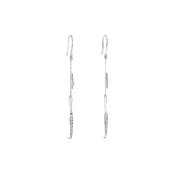 9ct White Gold Two Cubic Zirconia Set & Polished Drop Earrings