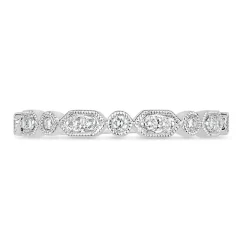 9ct White Gold Vintage Style 0.13ct Diamond Set Wedding Ring