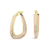 9ct Yellow & White Gold 3 Strand Triangle Hoop Earrings