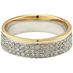 18ct Yellow & White Gold 0.49ct Diamond Row Wedding Ring