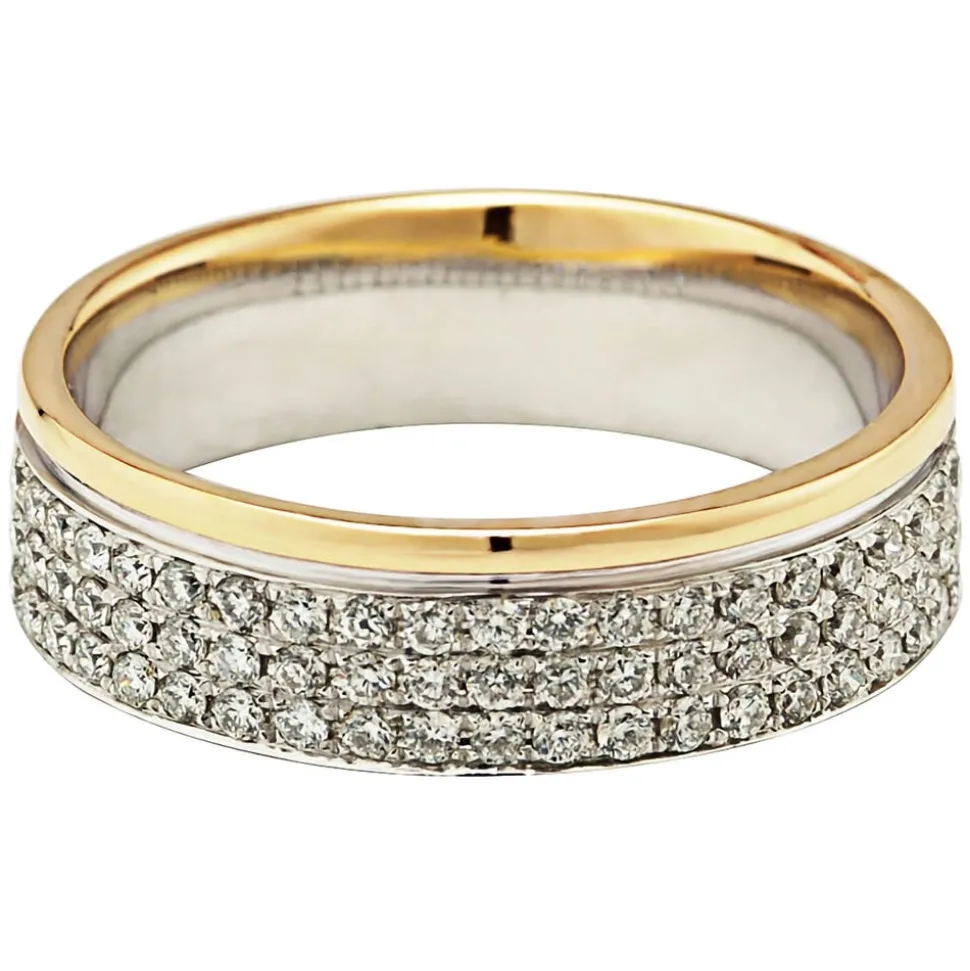 18ct Yellow & White Gold 0.49ct Diamond Row Wedding Ring
