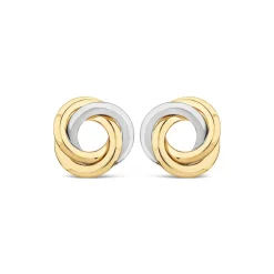 9ct Yellow & White Gold Large Knot Stud Earrings