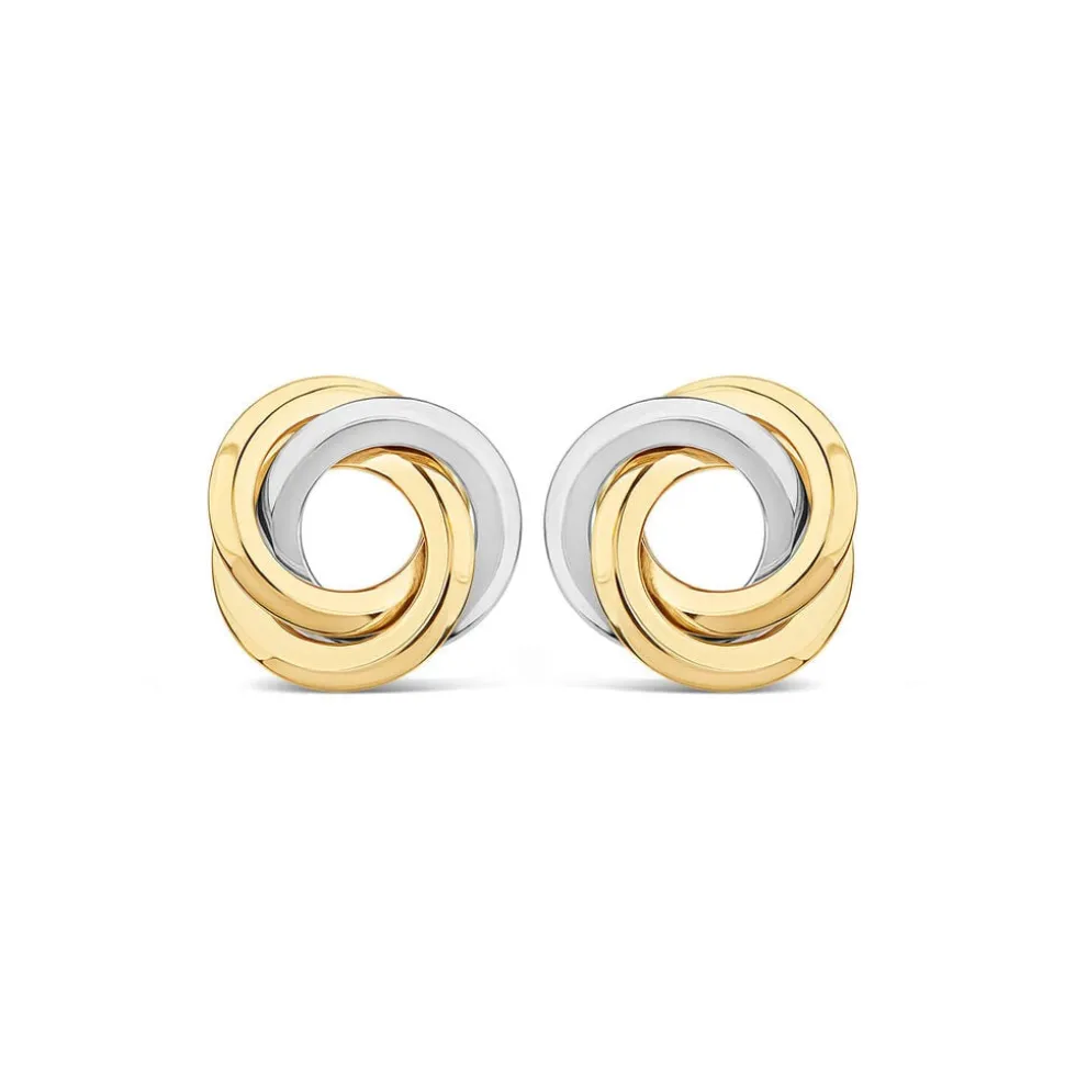 9ct Yellow & White Gold Large Knot Stud Earrings
